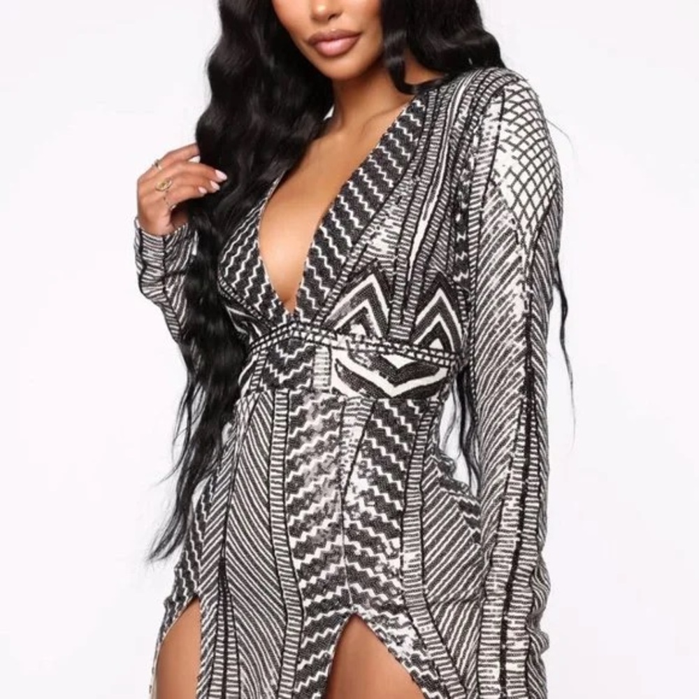 Fashion Nova Black and White Mini Dress